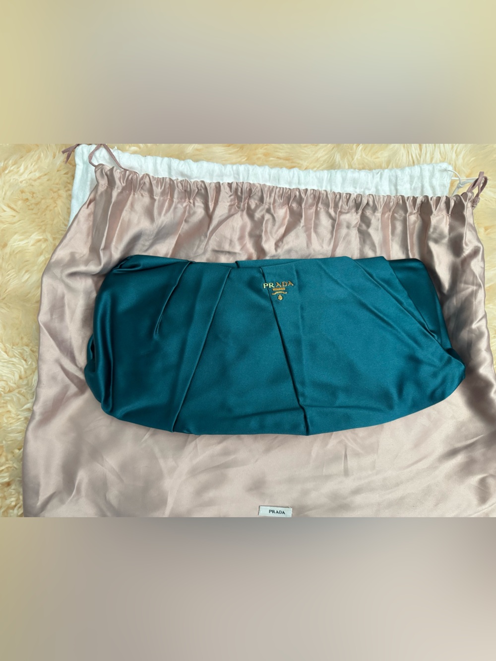 Prada Teal Satin Clutch
